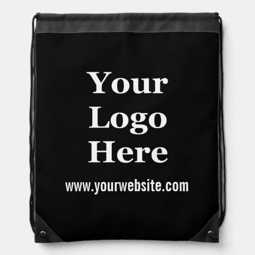 Business Black and White Website Text Company Logo Drawstring Bag