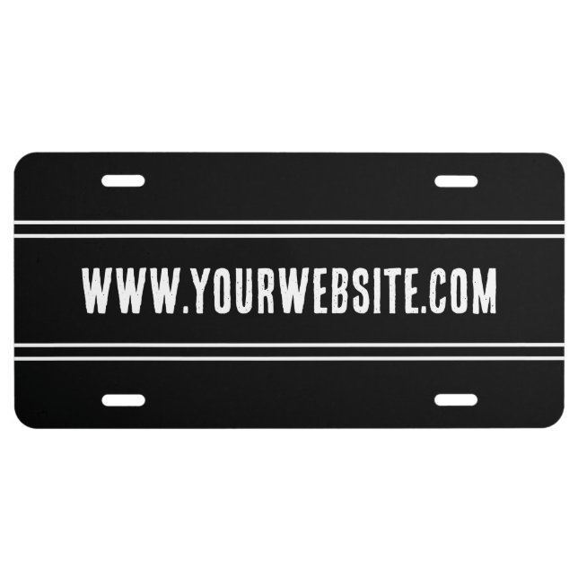 Business Black and White Website Text Template License Plate (Front)