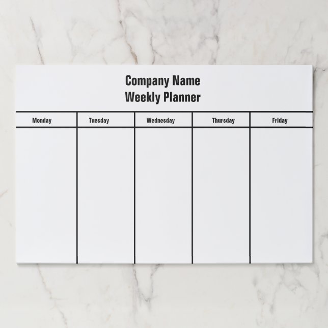 Business Black and White Weekly Planner Template Paper Pad (Front)