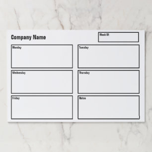 Business Black and White Weekly Planner Template Paper Pad