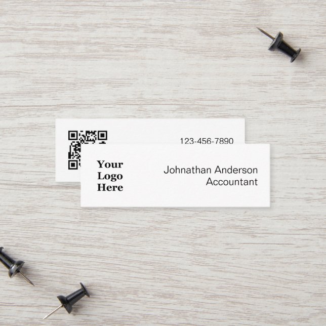 Business Black and White Your Logo and QR Code Calling Card (Front/Back In Situ)