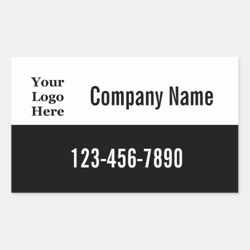 Business Black and White Your Logo Company Name Rectangular Sticker