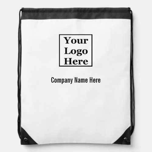 Business Black and White Your Logo Here Drawstring Bag