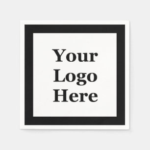 Business Black and White Your Logo Here Template Napkins