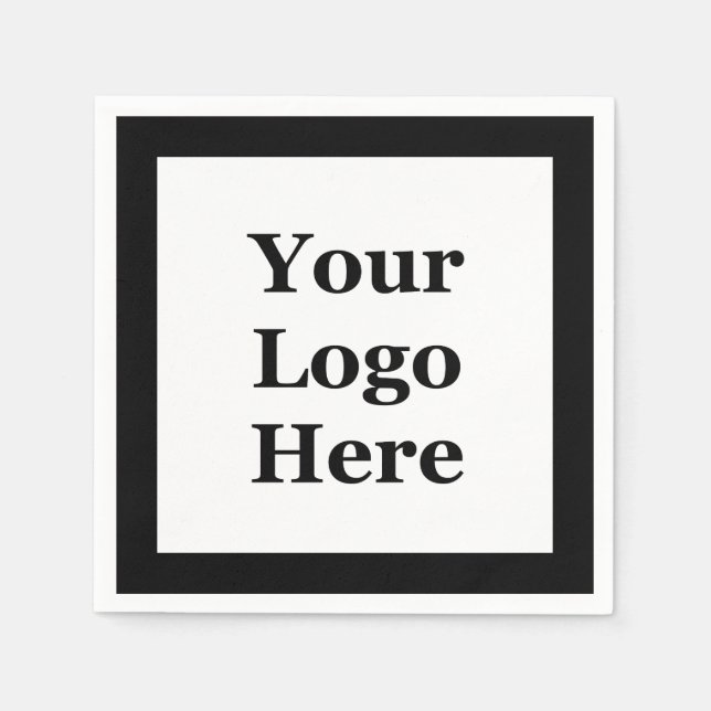 Business Black and White Your Logo Here Template Napkins (Front)
