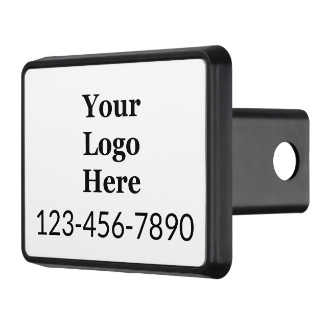 Business Black and White Your Logo & Phone Number Hitch Cover (Left)