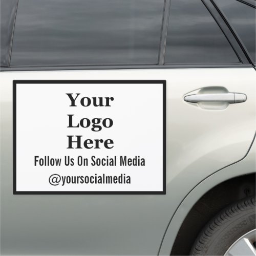 Business Black and White Your Logo Social Media Car Magnet
