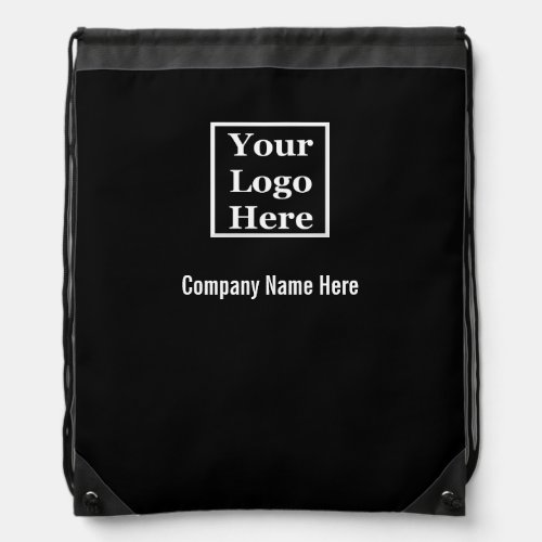 Business Black and White Your Logo Text Template Drawstring Bag