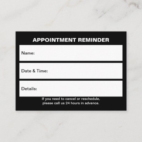 Business Black Appointment Card