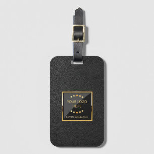 Business Black Faux Leather Logo Personalized Luggage Tag