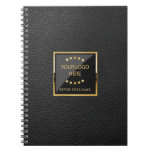 Business Black Faux Leather Logo Personalized Notebook at Zazzle
