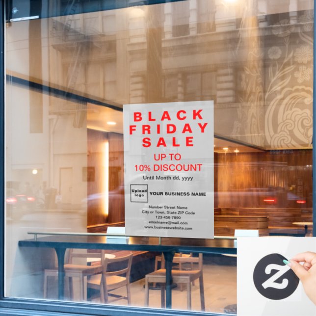 Business Black Friday Sale Gray Window Cling (Cafe Window)
