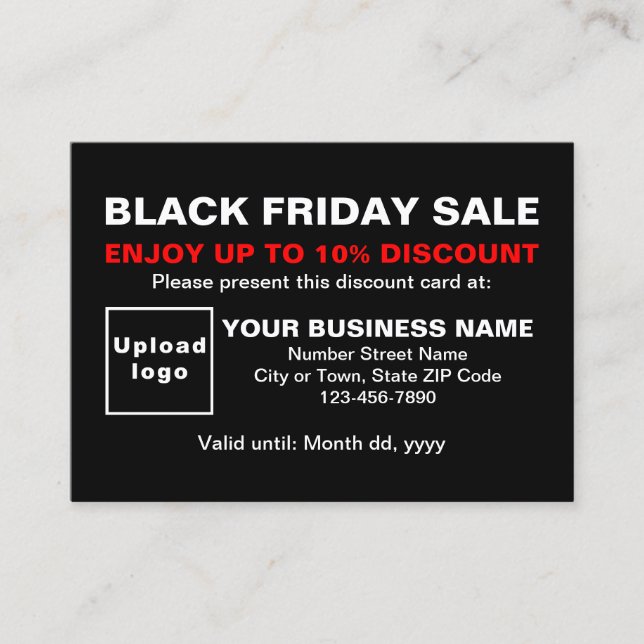 Business Black Friday Sale on Black Discount Card (Front)