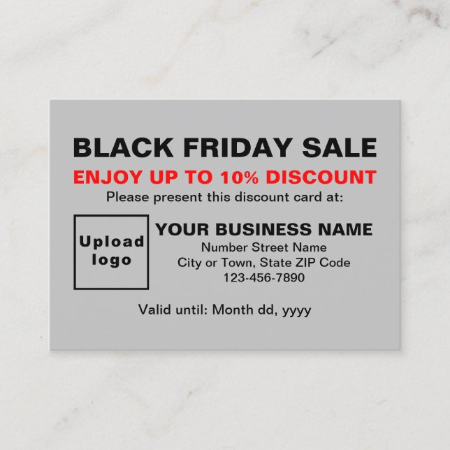 Business Black Friday Sale on Gray Discount Card (Front)