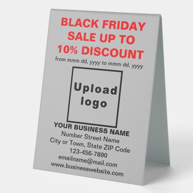 Business Black Friday Sale on Gray Table Sign (Front)
