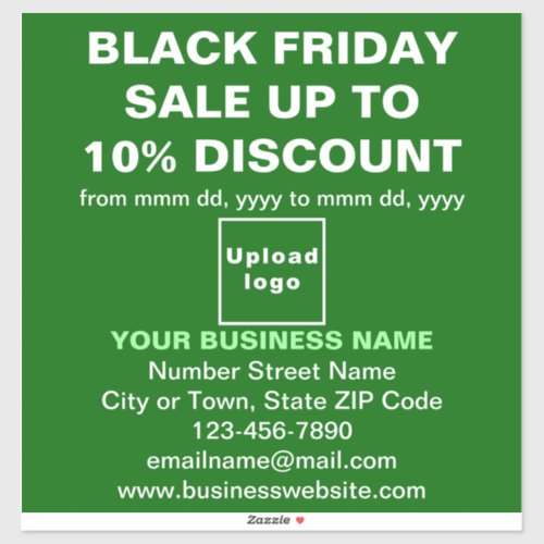 Business Black Friday Sale on Green Vinyl Sticker