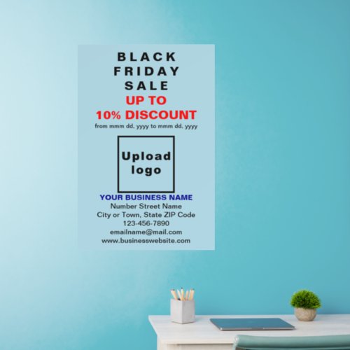 Business Black Friday Sale on Light Blue Wall Decal