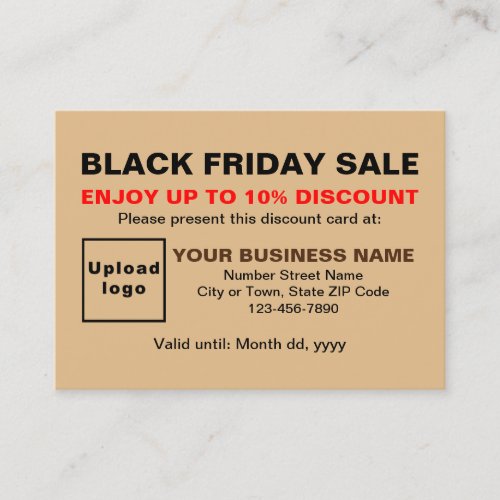 Business Black Friday Sale on Light Brown Discount Card