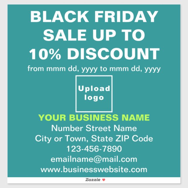 Business Black Friday Sale on Teal Green Sticker (Sheet)