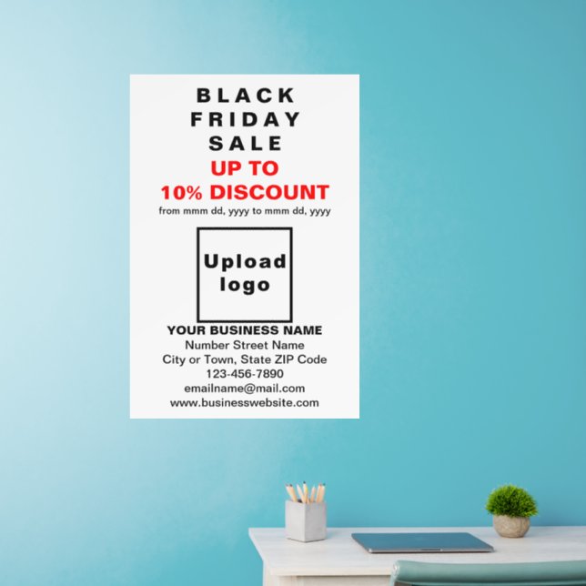 Business Black Friday Sale on White Wall Decal (Home Office)