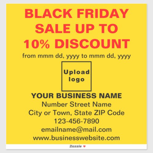 Business Black Friday Sale on Yellow Vinyl Sticker