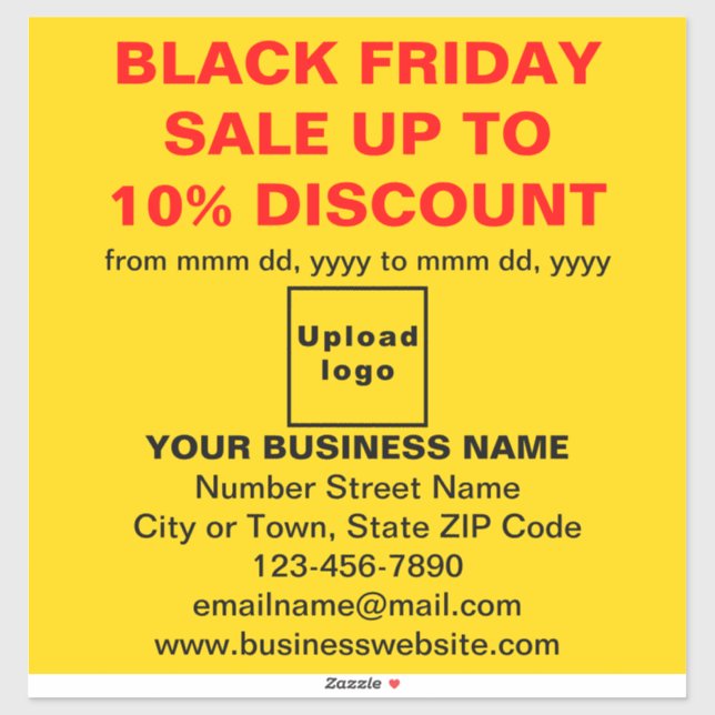 Business Black Friday Sale on Yellow Vinyl Sticker (Sheet)