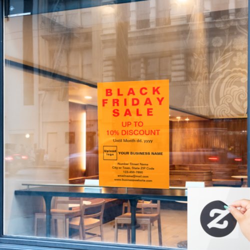 Business Black Friday Sale Orange Color Window Cling