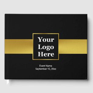Business Black Gold Logo Corporate Event Name Date Guest Book