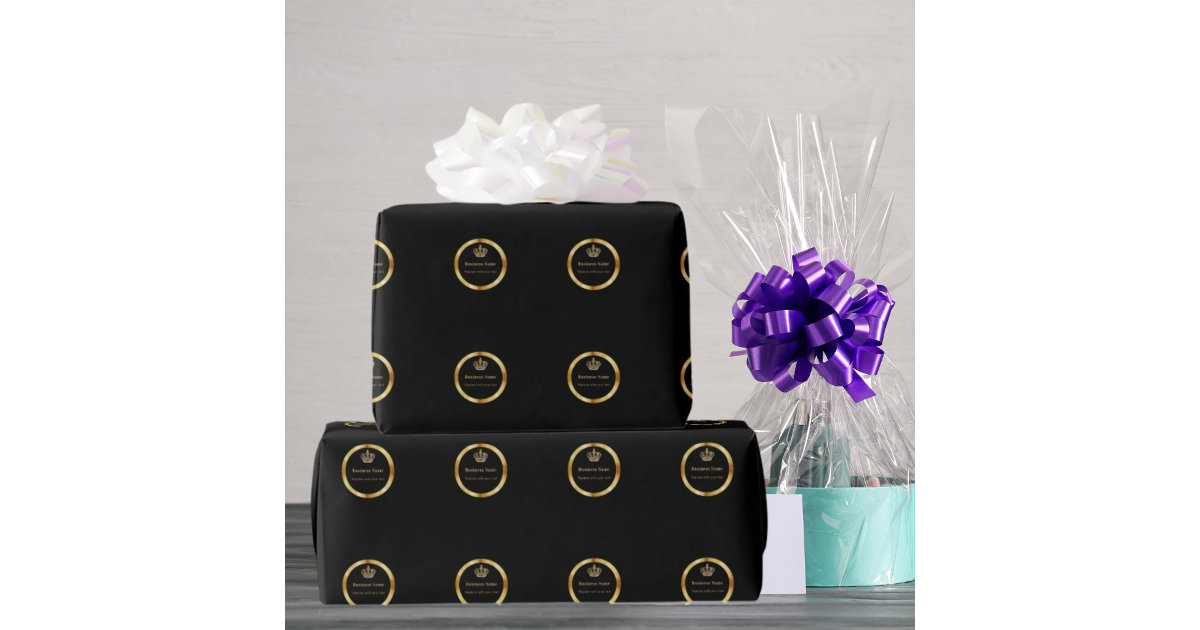 Business black gold royal crown wrapping paper