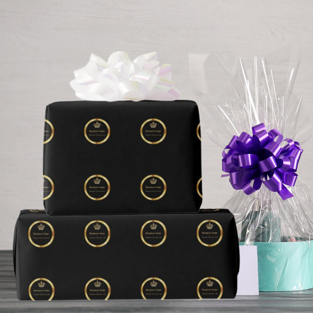 Business black gold royal crown wrapping paper