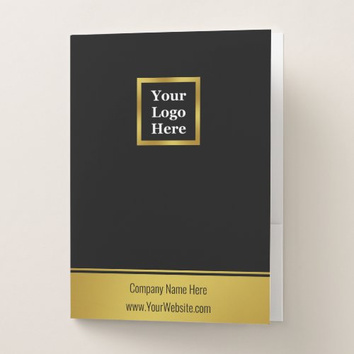 Business Black Gold Your Logo and Text Template Pocket Folder