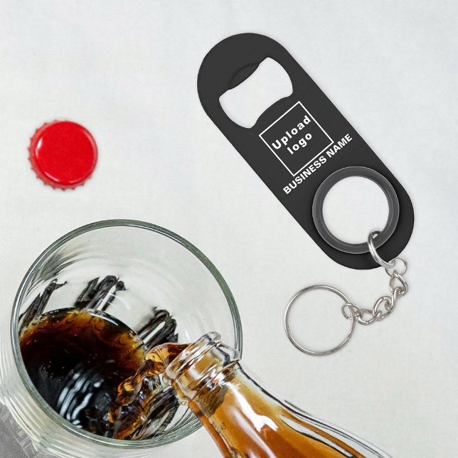 Business Black Keychain and Bottle Opener (Your business name and logo on black bottle opener with keychain.)