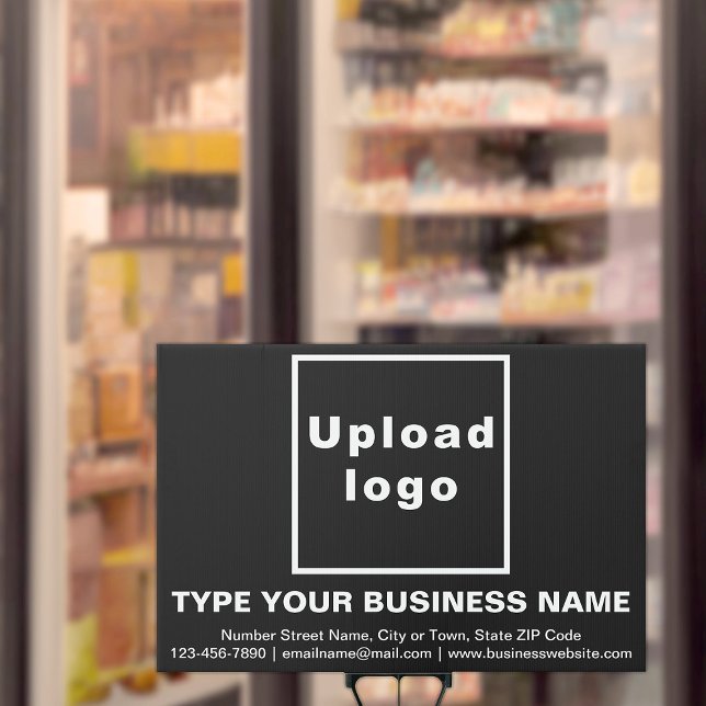 Business Black Large Rectangle Yard Sign (Show the location of your business. Your business brand on large black rectangle yard sign.)