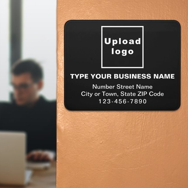 Business Black Rectangle Door Sign (Build brand name awareness. Your business brand on black rectangle door sign.)
