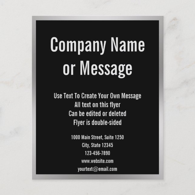 Business Black Silver and White Text Template Flyer (Front)