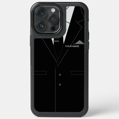 Business Black Suit iPhone Case _ Custom Name Text