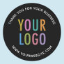 Business Black Thank You Sticker Custom Logo Round