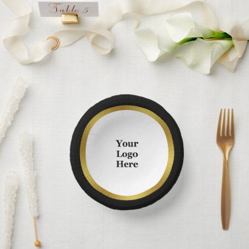 Business Black White and Gold Elegant Your Logo Paper Bowls