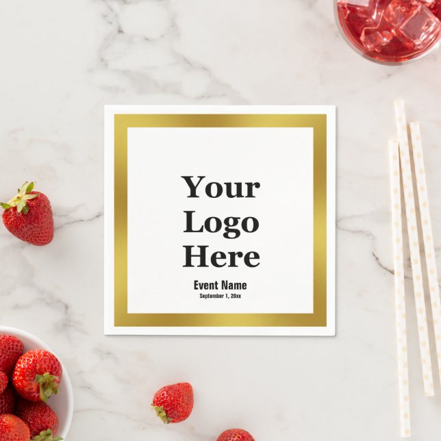 Business Black White and Gold Event Name Date Napkins (Insitu)