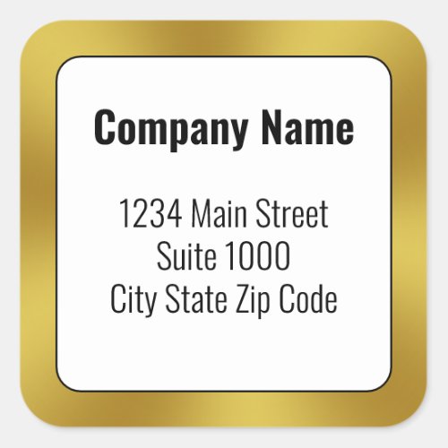Business Black White and Gold Return Address Square Sticker