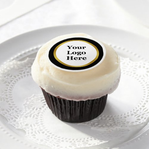 Business Black White and Gold Your Logo Here Edible Frosting Rounds