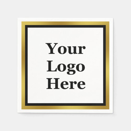 Business Black White and Gold Your Logo Here Napkins