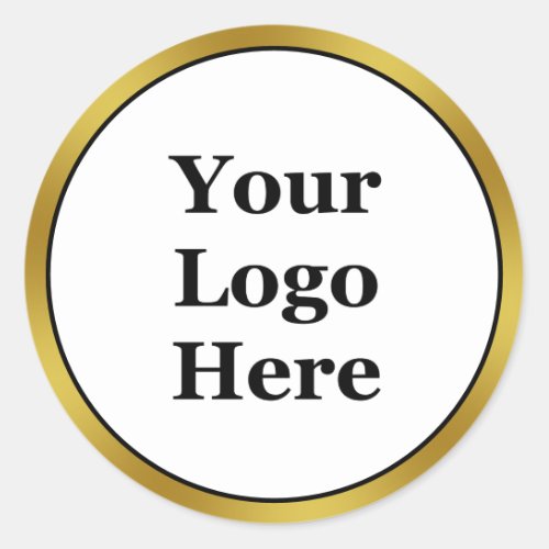 Business Black White and Gold Your Logo Template Classic Round Sticker