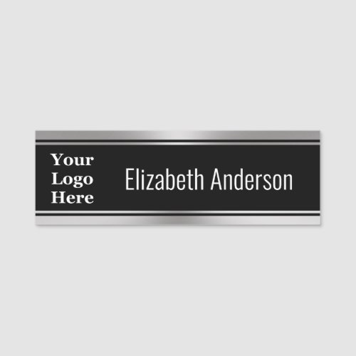 Business Black White and Silver Look Your Logo Name Tag