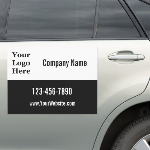 Business Black White Company Logo Name Phone Text Car Magnet