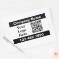 Business Black White Company Name Logo QR Code Rectangular Sticker | Zazzle