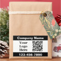 Business Black White Company Name Logo QR Code Rectangular Sticker | Zazzle