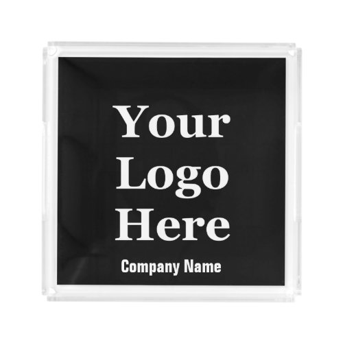 Business Black White Company Name Logo Template Acrylic Tray