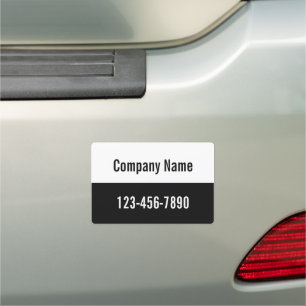 Business Black White Company Name Number Template Car Magnet