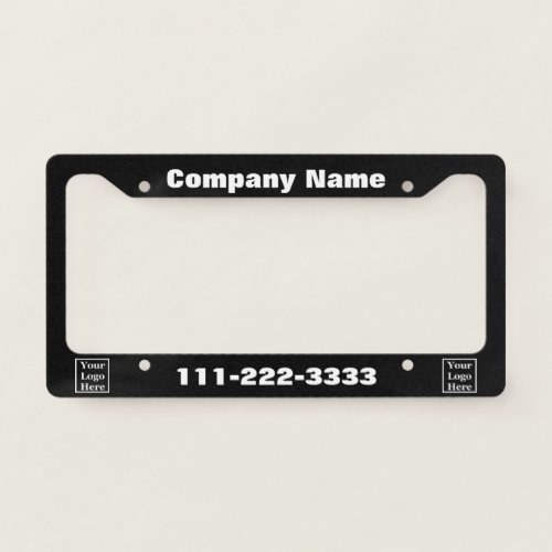 Business Black White Company Name Phone  Logo License Plate Frame